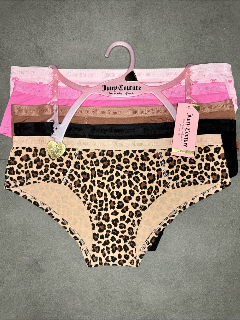 Juicy Couture Leopard & Pink Assorted Hipster Cotton Spandex Tag Free Panties